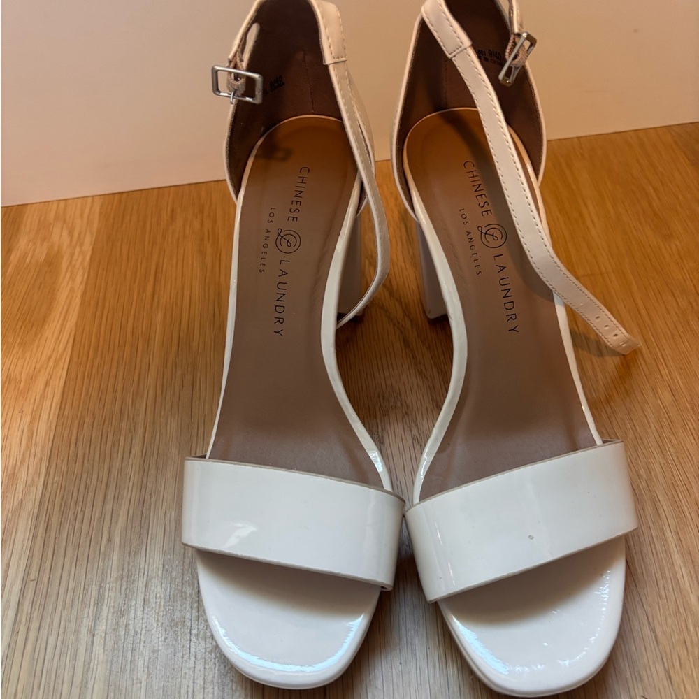 Chinese Laundry Cream Heeled Sandals